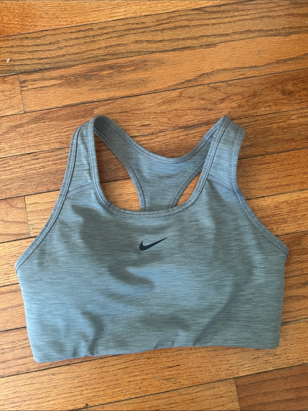 Nike  Dr Fit Light Gray greenish Racerback Sports Bra with Black Swoosh